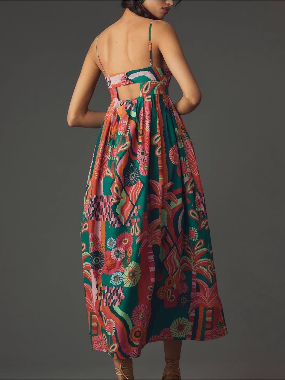 FARM Rio x Anthropologie Pleated Palm Midi Dress - Picture 3 of 9